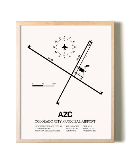 Colorado City Municipal Airport framed wall art in white frame