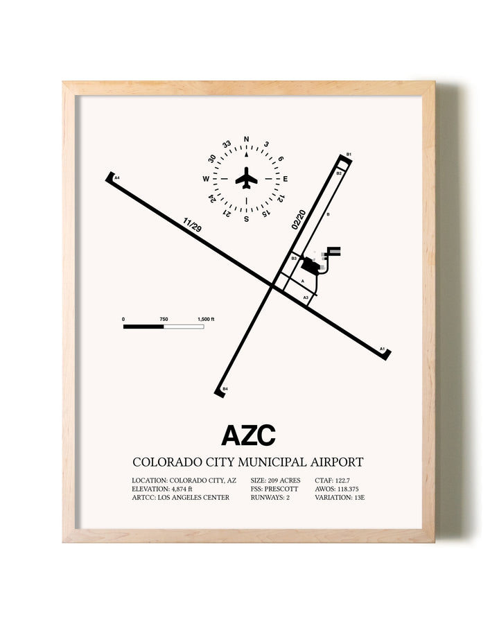 Colorado City Municipal Airport framed wall art in white frame