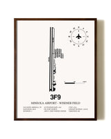 Mineola Airport - Wisener Field aviation print in walnut frame