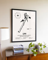 Lynchburg Regional Airport / Preston Glenn Field aviation wall décor in black wood frame