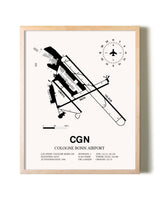 Cologne Bonn Airport framed wall art in white frame