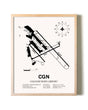 Cologne Bonn Airport framed wall art in white frame