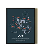 Slate Framed Vancouver International Airport wall art poster in black frame