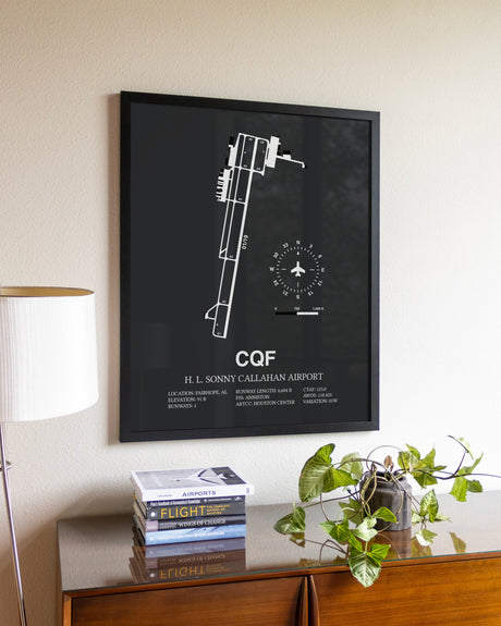 Gray Framed H. L. Sonny Callahan Airport wall art poster in black frame