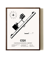 Chatham Municipal Airport aviation print in walnut frame
