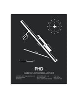 Gray Framed Harry Clever Field Airport layout wall art poster
