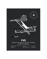 Gray Framed North Palm Beach County General Aviation Airport layout wall art poster