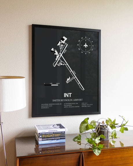 Gray Framed Smith Reynolds Airport wall art poster in black frame