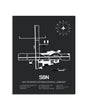 Gray Framed South Bend International Airport layout wall art poster