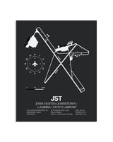 Gray Framed John Murtha Johnstown / Cambria County Airport layout wall art poster