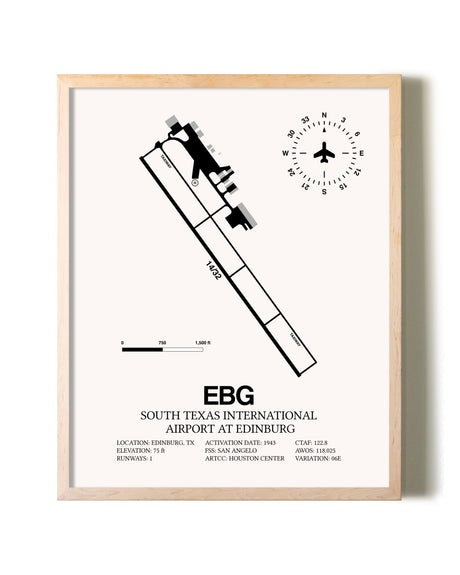 South Texas International Airport At Edinburg framed wall art in white frame