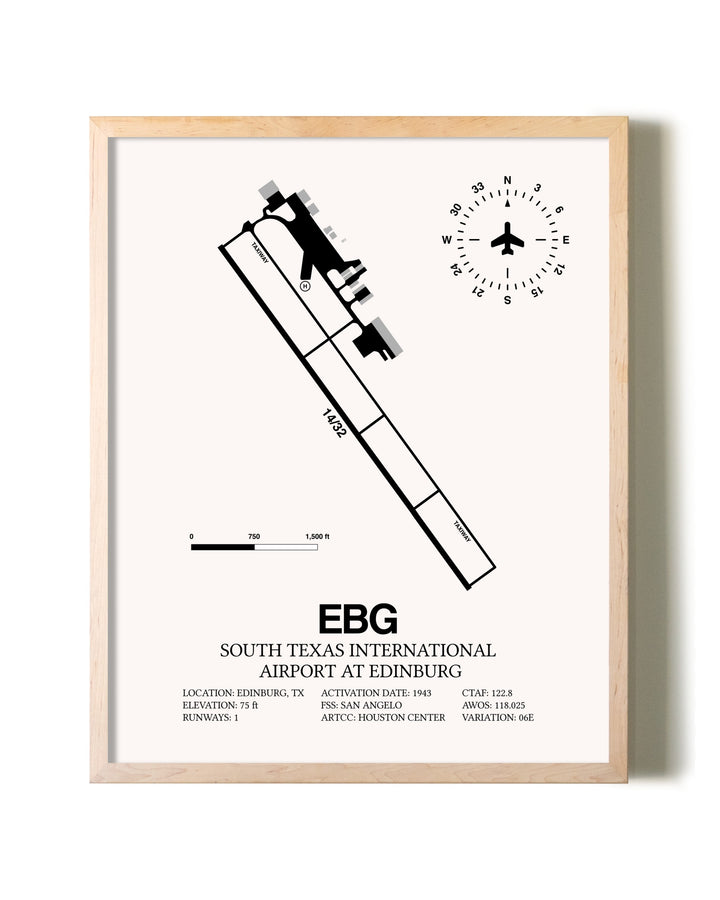 South Texas International Airport At Edinburg framed wall art in white frame