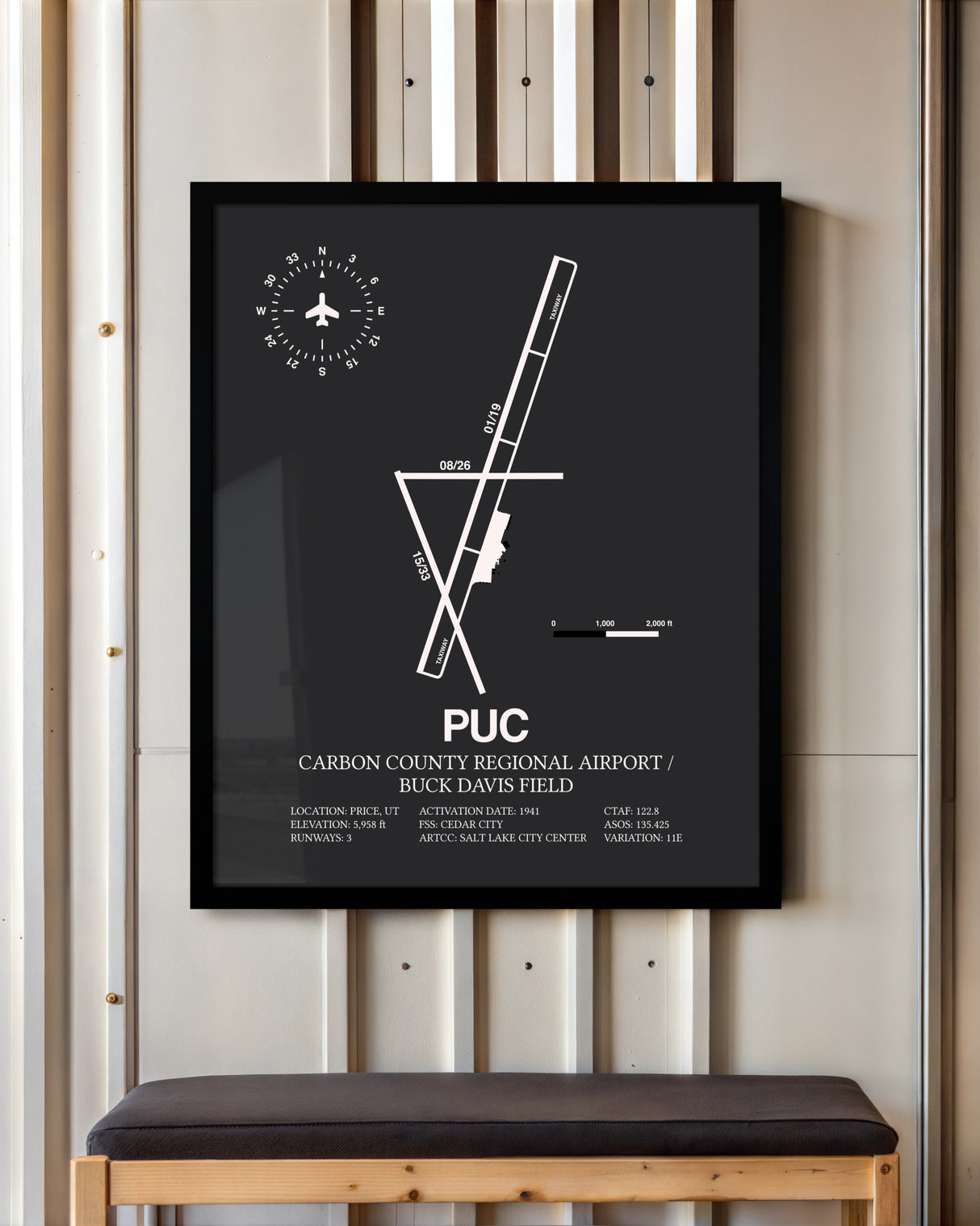 Frame color options for Carbon County Regional Airport / Buck Davis Field Wall Art