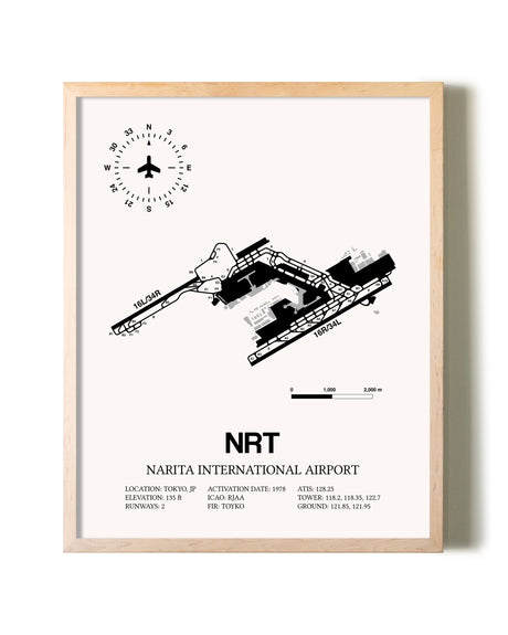 Narita International Airport framed wall art in white frame