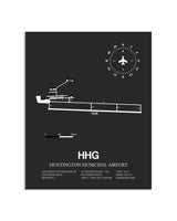 Gray Framed Huntington Municipal Airport layout wall art poster