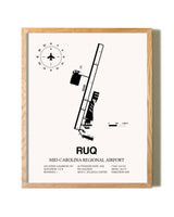 Mid-Carolina Regional Airport framed print in natural wood frame