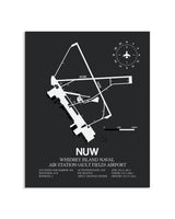 Gray Framed Whidbey Island Naval Air Station (Ault Field) Airport layout wall art poster