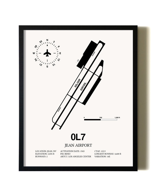 Framed Jean Airport wall art poster in black frame