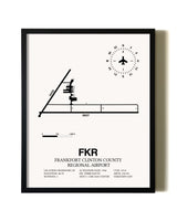 Framed Frankfort Clinton County Regional Airport wall art poster in black frame