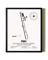 Framed Plattsmouth Municipal Airport / Douglas V. Duey Field wall art poster in black frame
