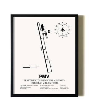 Framed Plattsmouth Municipal Airport / Douglas V. Duey Field wall art poster in black frame