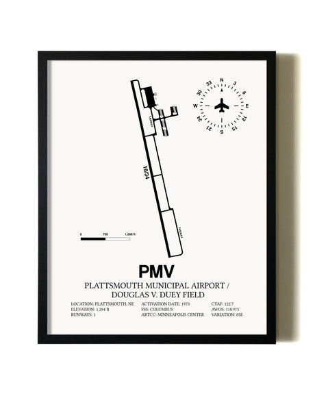 Framed Plattsmouth Municipal Airport / Douglas V. Duey Field wall art poster in black frame