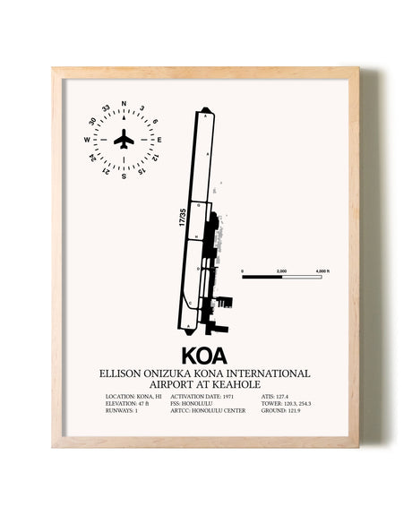 Ellison Onizuka Kona International Airport At Keahole framed wall art in white frame