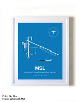 Northwest Alabama Regional Airport framed wall art in white frame with mat
