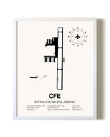 Buffalo Municipal Airport airport map poster in oak frame