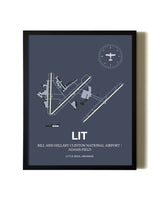 Blue and Cream Framed Bill and Hillary Clinton National Airport/Adams Field layout wall art poster