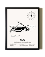 Framed Allegheny County Airport wall art poster in black frame