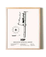 Bridgeport Municipal Airport framed wall art in white frame