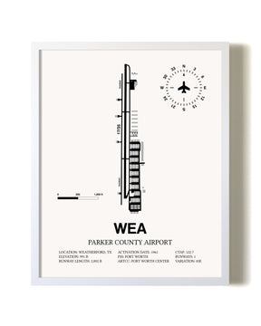Parker County Airport airport map poster in oak frame