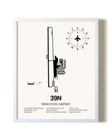 Princeton Airport airport map poster in oak frame