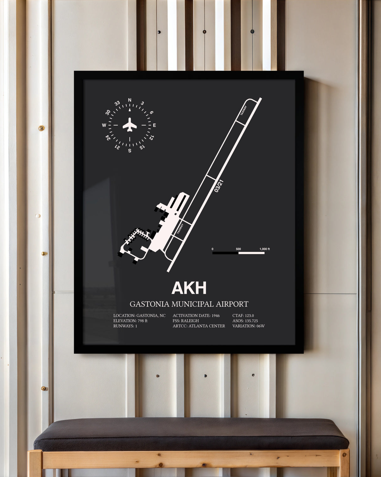 Frame color options for Gastonia Municipal Airport Wall Art