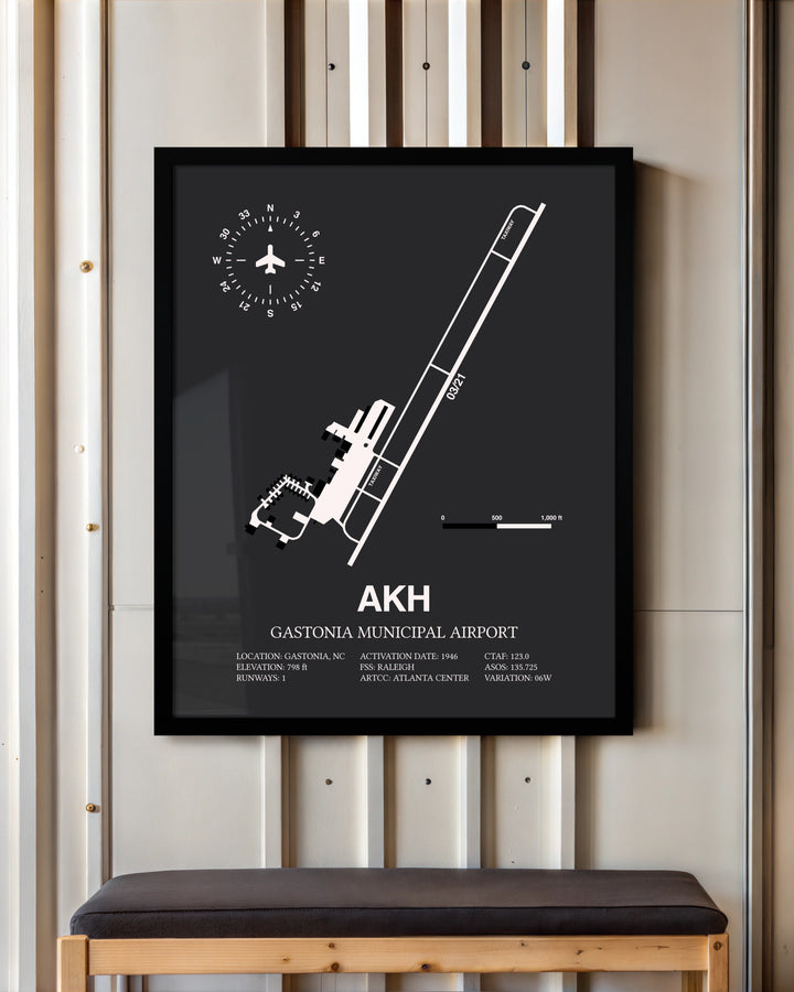Frame color options for Gastonia Municipal Airport Wall Art