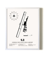 General Dick Stout Field Airport airport map poster in oak frame