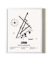 Sywell Aerodrome airport map poster in oak frame