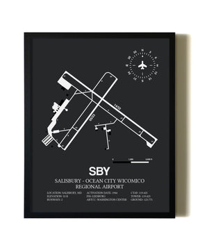 Unframed Salisbury-Ocean City Wicomico Regional Airport map print poster