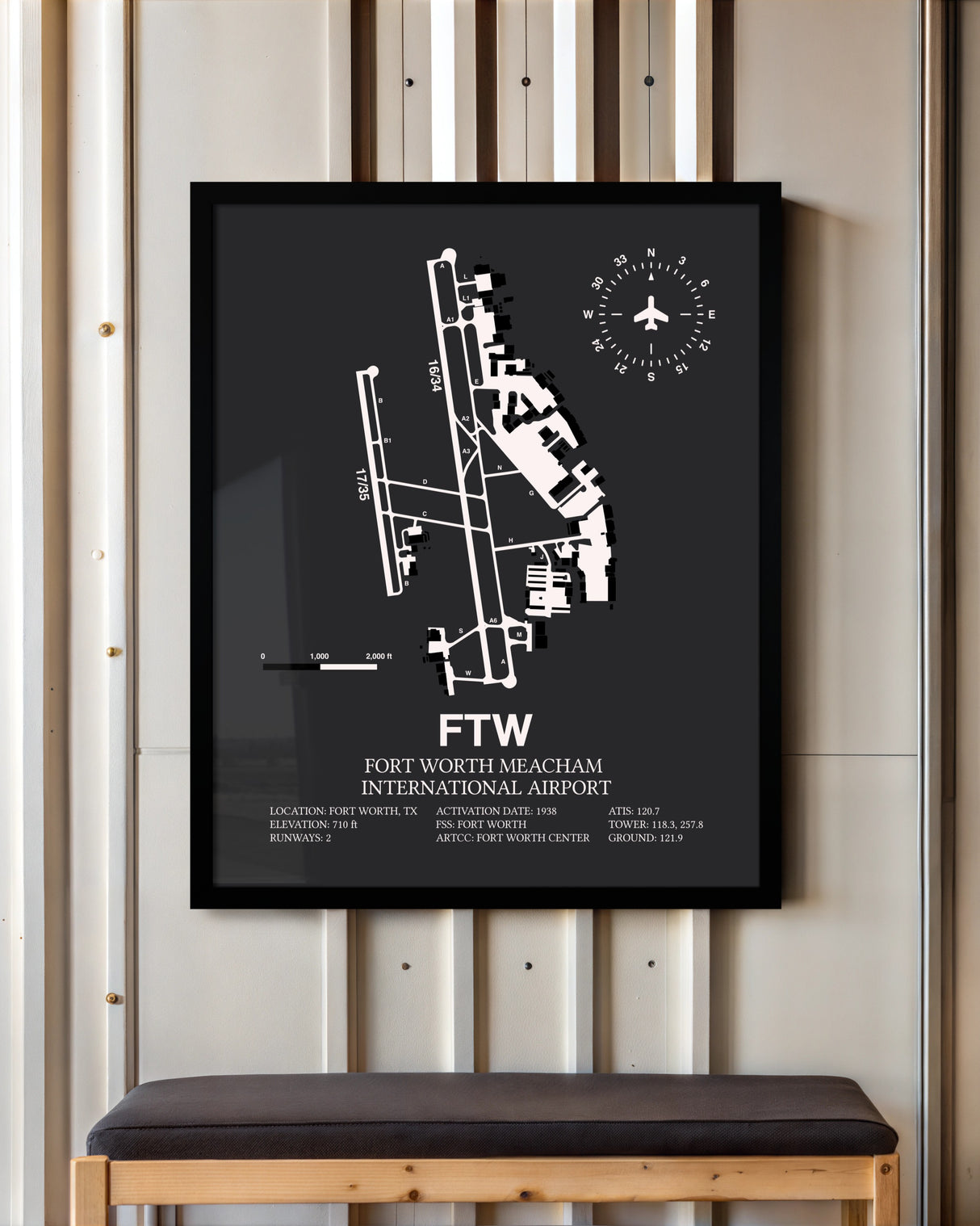 Frame color options for Fort Worth Meacham International Airport Wall Art