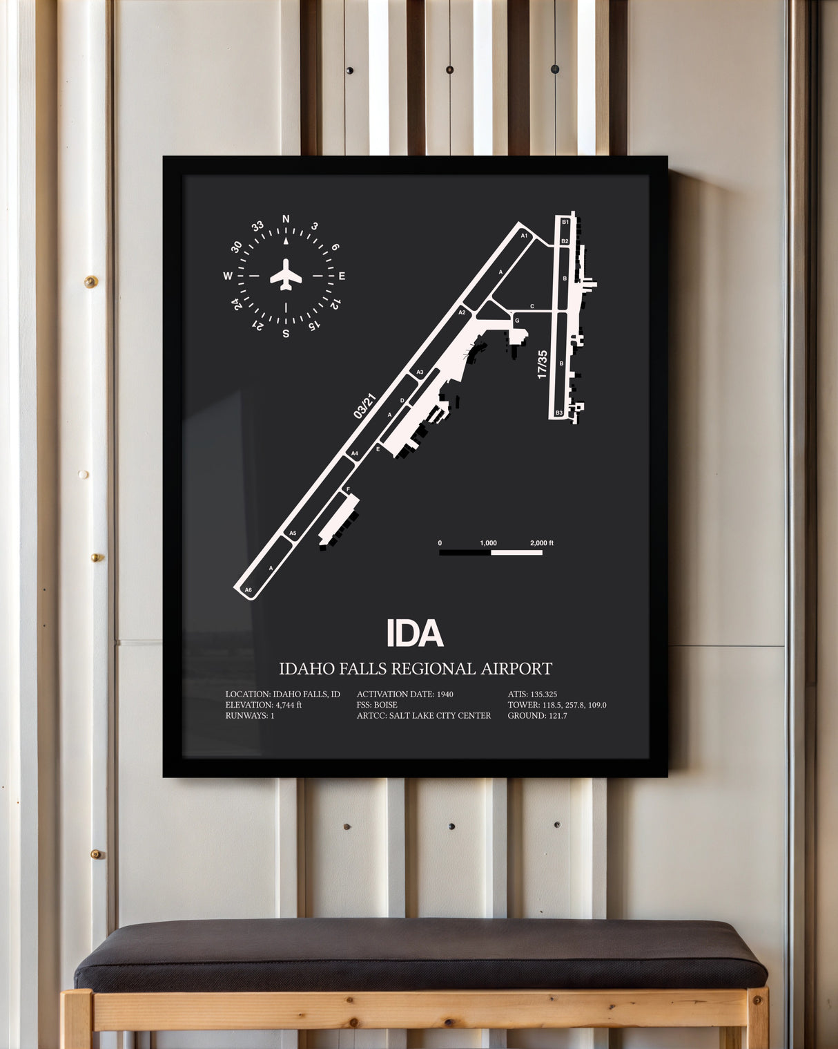 Frame color options for Idaho Falls Regional Airport Wall Art