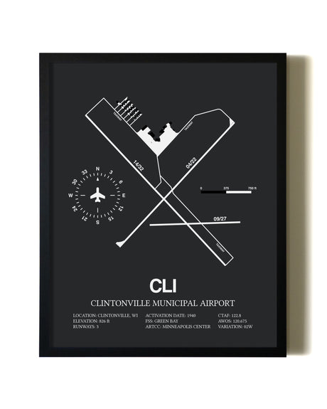 Unframed Clintonville Municipal Airport map print poster