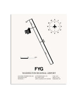 Gray Washington Regional Airport framed poster displayed in an airplane hangar
