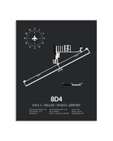 Gray Framed Paul C Miller/Sparta Airport layout wall art poster