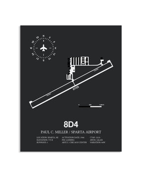 Gray Framed Paul C Miller/Sparta Airport layout wall art poster