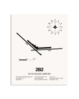 Gray Plum Island Airport framed poster displayed in an airplane hangar