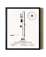 Framed Bomar Field / Shelbyville Municipal Airport wall art poster in black frame