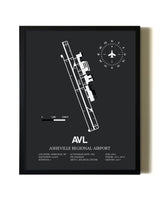 Unframed Asheville Regional Airport map print poster