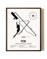 Topeka Regional Airport aviation print in walnut frame