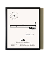 Framed Wayne County Airport wall art poster in black frame